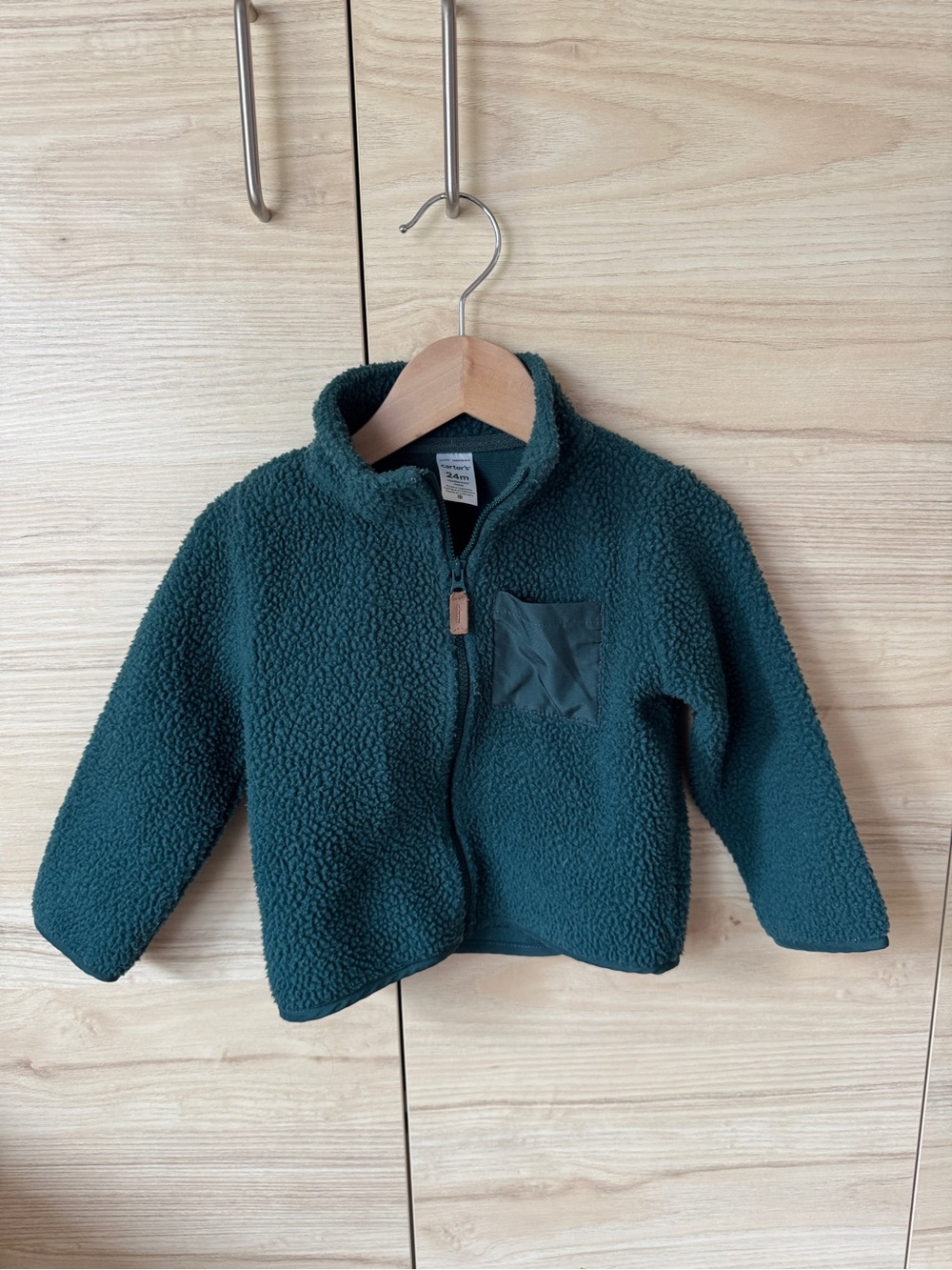 Carter's Dark Green Sherpa Zip Jacket for Kids
